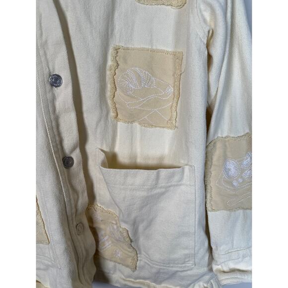 Zara Bloggers Favorite Overshirt Jacket Embroidered Patches Womens Size Small - Picture 3 of 12